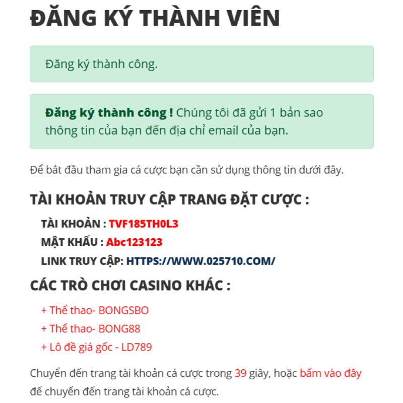 Hoàn tất đăng ký